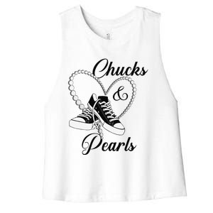 Chucks And Pearls 2024 IM With Her Kamala 2024 Gift Women's Racerback Cropped Tank