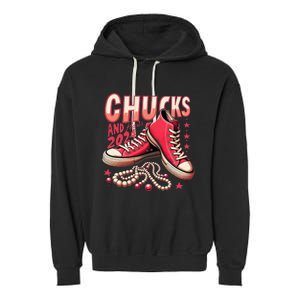 Chucks And Pearls 2024 President Election Day Kamala Harris Garment-Dyed Fleece Hoodie