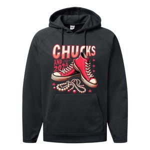 Chucks And Pearls 2024 President Election Day Kamala Harris Performance Fleece Hoodie