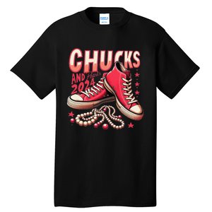 Chucks And Pearls 2024 President Election Day Kamala Harris Tall T-Shirt