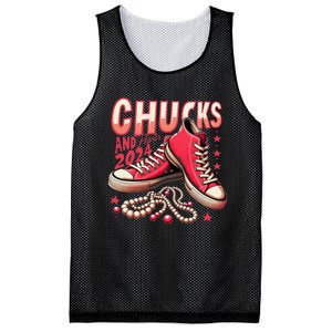 Chucks And Pearls 2024 President Election Day Kamala Harris Mesh Reversible Basketball Jersey Tank