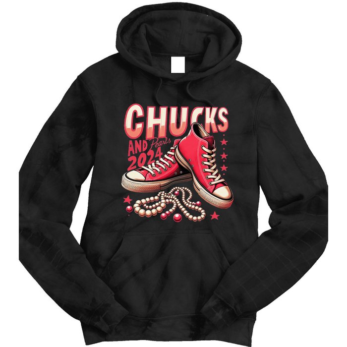 Chucks And Pearls 2024 President Election Day Kamala Harris Tie Dye Hoodie