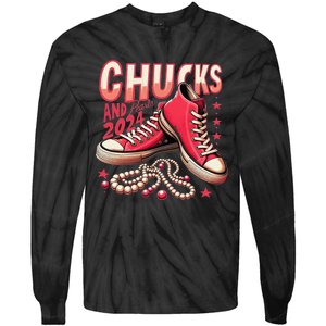 Chucks And Pearls 2024 President Election Day Kamala Harris Tie-Dye Long Sleeve Shirt