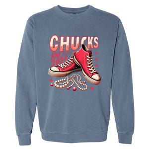 Chucks And Pearls 2024 President Election Day Kamala Harris Garment-Dyed Sweatshirt