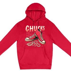 Chucks And Pearls 2024 President Election Day Kamala Harris Premium Pullover Hoodie