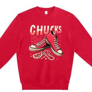 Chucks And Pearls 2024 President Election Day Kamala Harris Premium Crewneck Sweatshirt