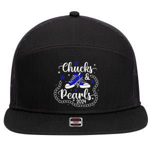 Chucks And Pearls Kamala Harris 2024 7 Panel Mesh Trucker Snapback Hat