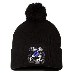 Chucks And Pearls Kamala Harris 2024 Pom Pom 12in Knit Beanie