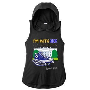 Chucks And Pearls IM With Her Kamala 2024 Ladies PosiCharge Tri-Blend Wicking Draft Hoodie Tank