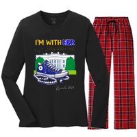 Chucks And Pearls IM With Her Kamala 2024 Women's Long Sleeve Flannel Pajama Set 