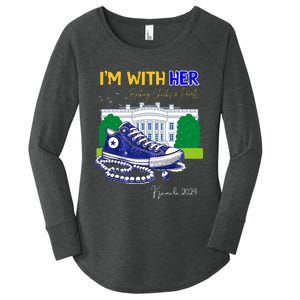 Chucks And Pearls IM With Her Kamala 2024 Women's Perfect Tri Tunic Long Sleeve Shirt