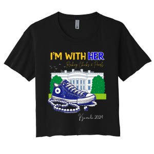 Chucks And Pearls IM With Her Kamala 2024 Women's Crop Top Tee