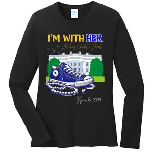 Chucks And Pearls IM With Her Kamala 2024 Ladies Long Sleeve Shirt