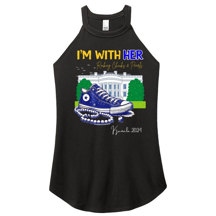 Chucks And Pearls IM With Her Kamala 2024 Women's Perfect Tri Rocker Tank