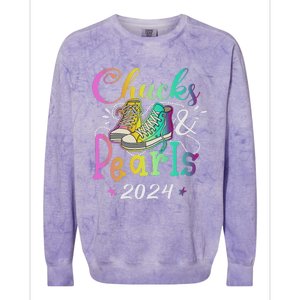 Chucks And Pearls IM With Her Kamala 2024 Colorblast Crewneck Sweatshirt