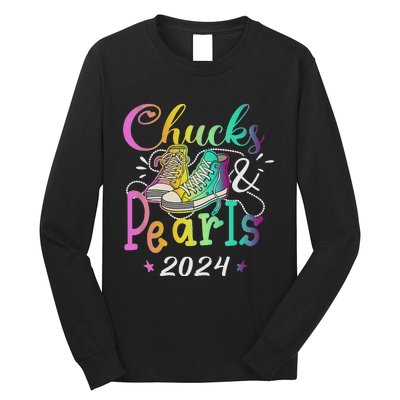 Chucks And Pearls IM With Her Kamala 2024 Long Sleeve Shirt