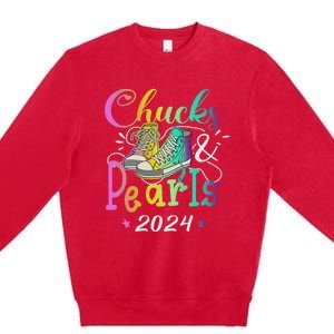 Chucks And Pearls IM With Her Kamala 2024 Premium Crewneck Sweatshirt