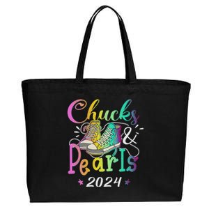 Chucks And Pearls IM With Her Kamala 2024 Cotton Canvas Jumbo Tote