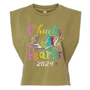 Chucks And Pearls IM With Her Kamala 2024 Garment-Dyed Women's Muscle Tee