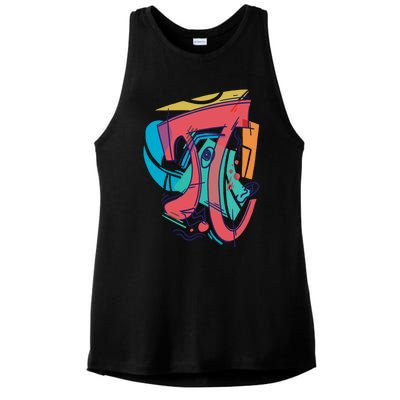 Cubist Art Pi Day Design I Math Teacher Pi Day Meaningful Gift Ladies PosiCharge Tri-Blend Wicking Tank