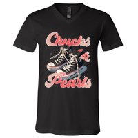 Chucks And Pearls IM With Her Kamala V-Neck T-Shirt