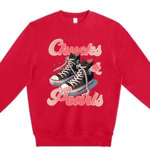 Chucks And Pearls IM With Her Kamala Premium Crewneck Sweatshirt