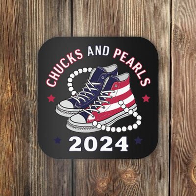 Chucks And Pearls Cute Women 2024 Coaster