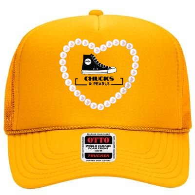 Chucks And Pearls 2024 High Crown Mesh Back Trucker Hat