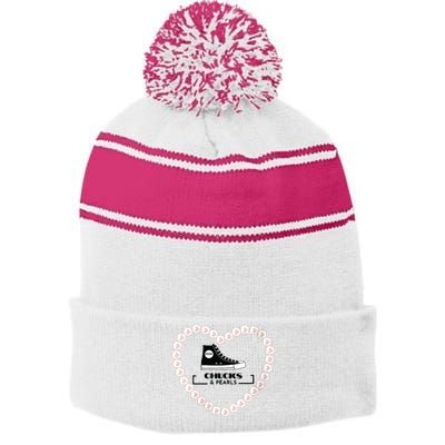 Chucks And Pearls 2024 Stripe Pom Pom Beanie