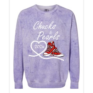 Chucks And Pearls 2024 Kamala Harris For President 47th Colorblast Crewneck Sweatshirt