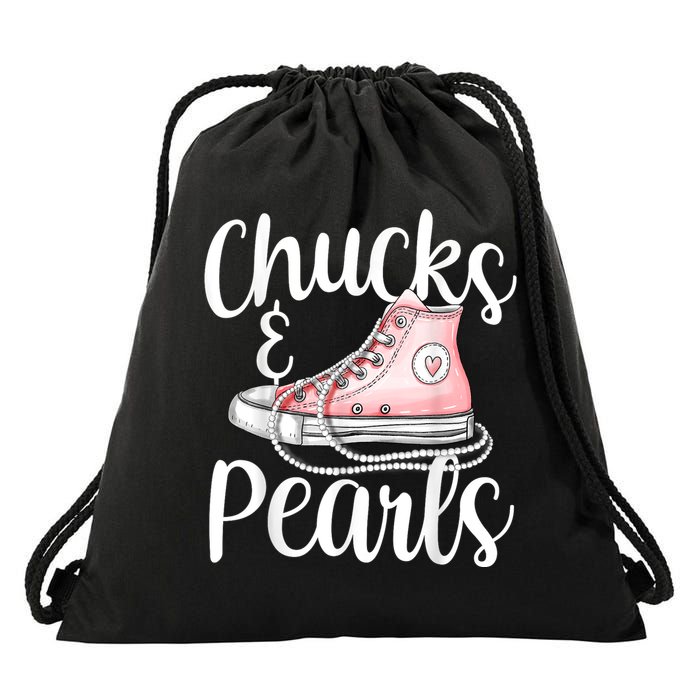 Chucks And Pearls Gift Kamala Harris New Vice President Drawstring Bag