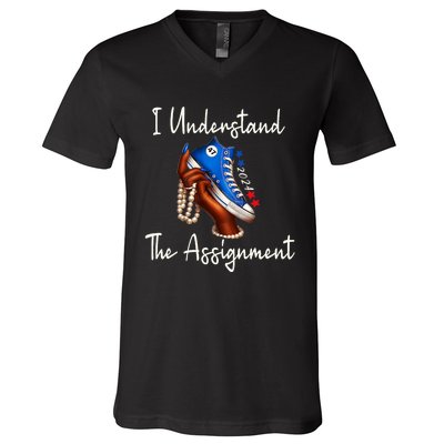 Chucks And Pearls Election 2024 I Understand The Assignment V-Neck T-Shirt