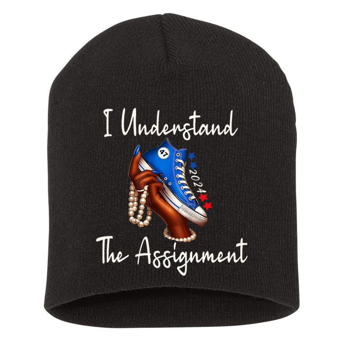 Chucks And Pearls Election 2024 I Understand The Assignment Short Acrylic Beanie