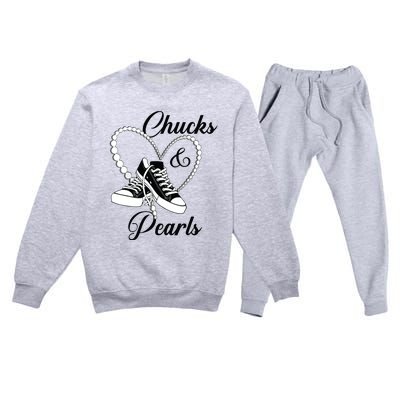 Chucks And Pearls 2024 Im With Her Kamala 2024 Premium Crewneck Sweatsuit Set