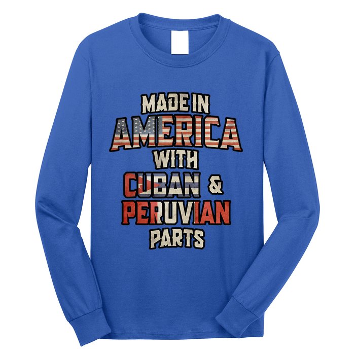 Cuban And Peruvian Made In America Mix Dna Heritage Vintage Long Sleeve Shirt