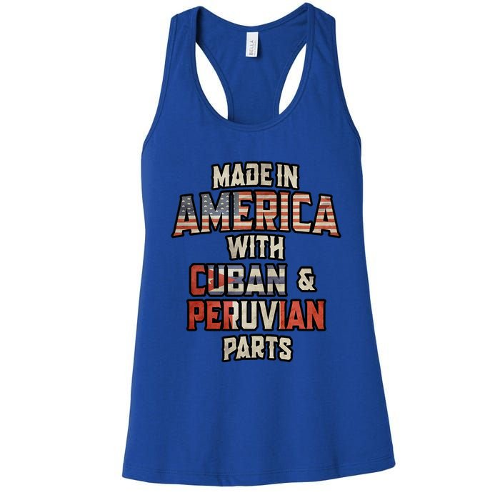 Cuban And Peruvian Made In America Mix Dna Heritage Vintage Women's Racerback Tank