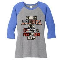 Cuban And Peruvian Made In America Mix Dna Heritage Vintage Women's Tri-Blend 3/4-Sleeve Raglan Shirt