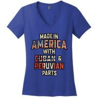 Cuban And Peruvian Made In America Mix Dna Heritage Vintage Women's V-Neck T-Shirt