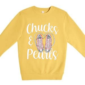 Chucks And Pearls Gift Kamala Harris New Vice President Premium Crewneck Sweatshirt