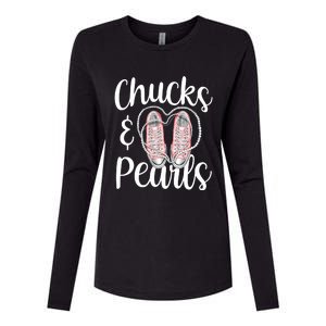 Chucks And Pearls Gift Kamala Harris New Vice President Womens Cotton Relaxed Long Sleeve T-Shirt