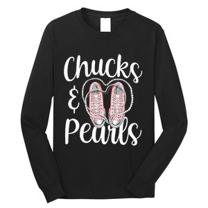 Chucks And Pearls Gift Kamala Harris New Vice President Long Sleeve Shirt