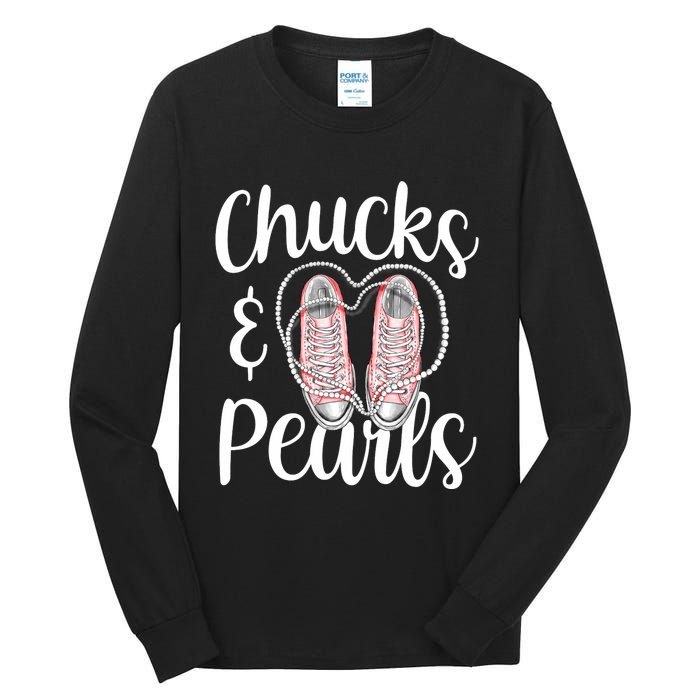 Chucks And Pearls Gift Kamala Harris New Vice President Tall Long Sleeve T-Shirt