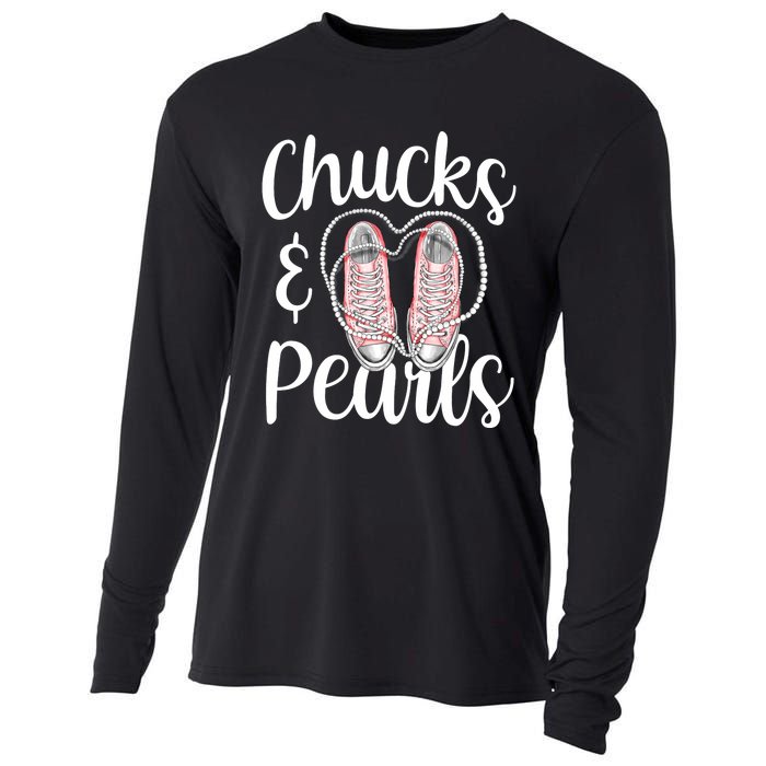 Chucks And Pearls Gift Kamala Harris New Vice President Cooling Performance Long Sleeve Crew