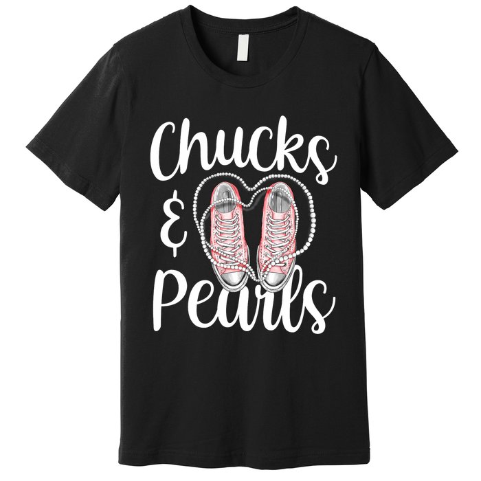 Chucks And Pearls Gift Kamala Harris New Vice President Premium T-Shirt