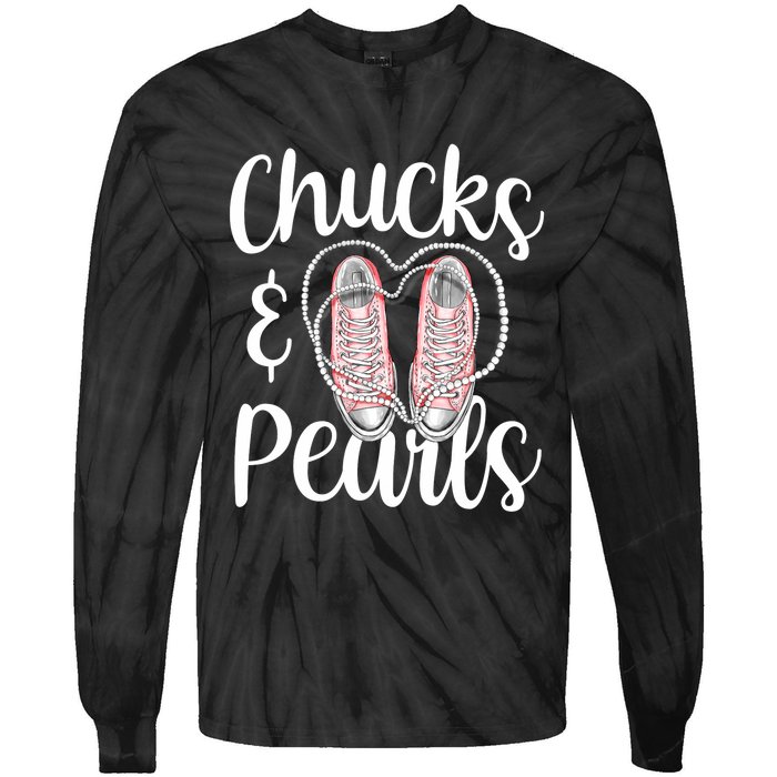 Chucks And Pearls Gift Kamala Harris New Vice President Tie-Dye Long Sleeve Shirt