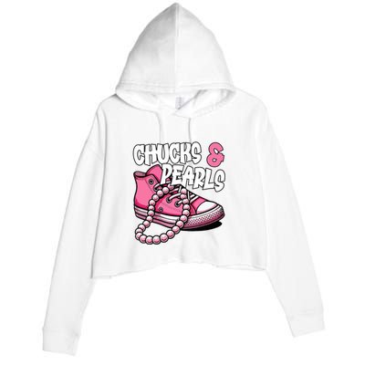 Chucks And Pearls 2024 Cool Gifts Crop Fleece Hoodie
