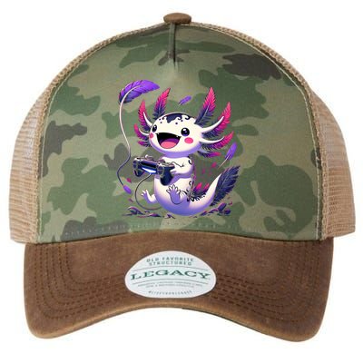 Cute Axolotl Playing Console Video Games Axolotl Gaming Legacy Tie Dye Trucker Hat
