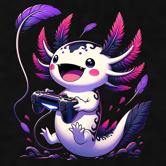 Cute Axolotl Playing Console Video Games Axolotl Gaming Ladies PosiCharge Tri-Blend Wicking Tank