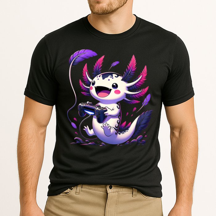 Cute Axolotl Playing Console Video Games Axolotl Gaming Performance Shirt