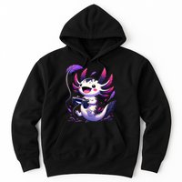 Cute Axolotl Playing Console Video Games Axolotl Gaming Hoodie
